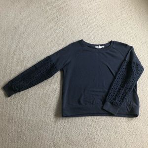 navy blue long sleeve with lace sleeves